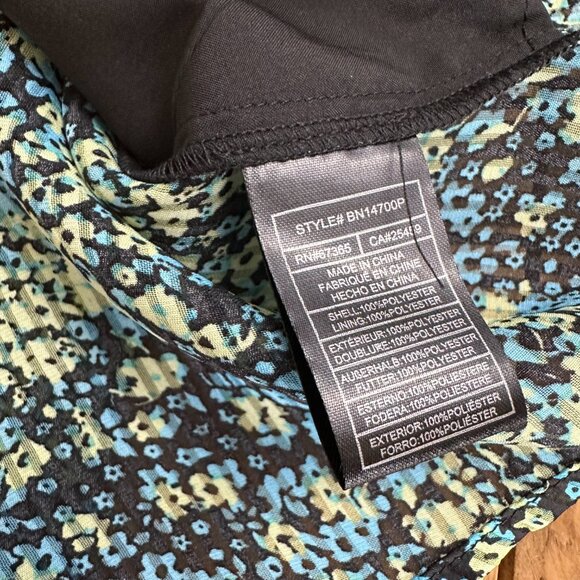 NWT Steve Madden Floral Blouse Lined 2X‎ Blue Yellow Top Women's Plus - Picture 6 of 8
